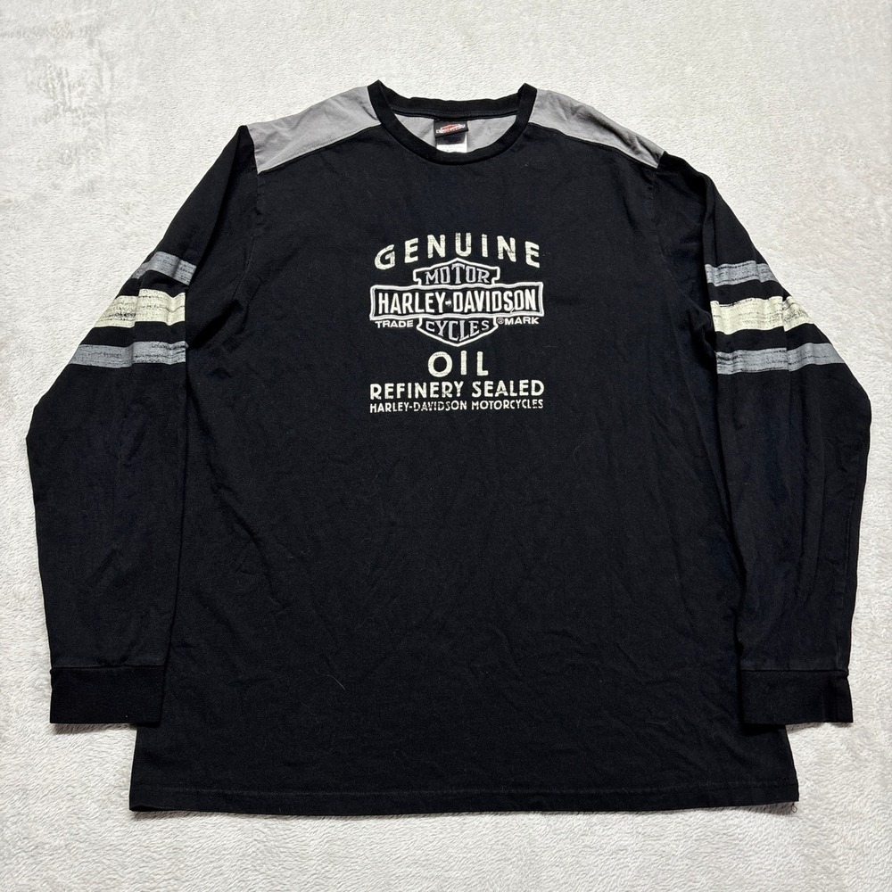 Harley-Davidson Shirt Mens XL Black Genuine Oil Graphic Long Sleeve Tee